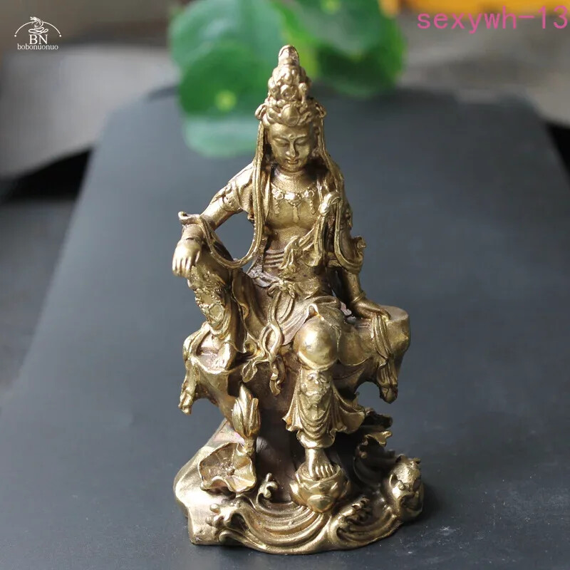 Chinese Guan Yin Mini Copper Buddha Statue for Home Decor