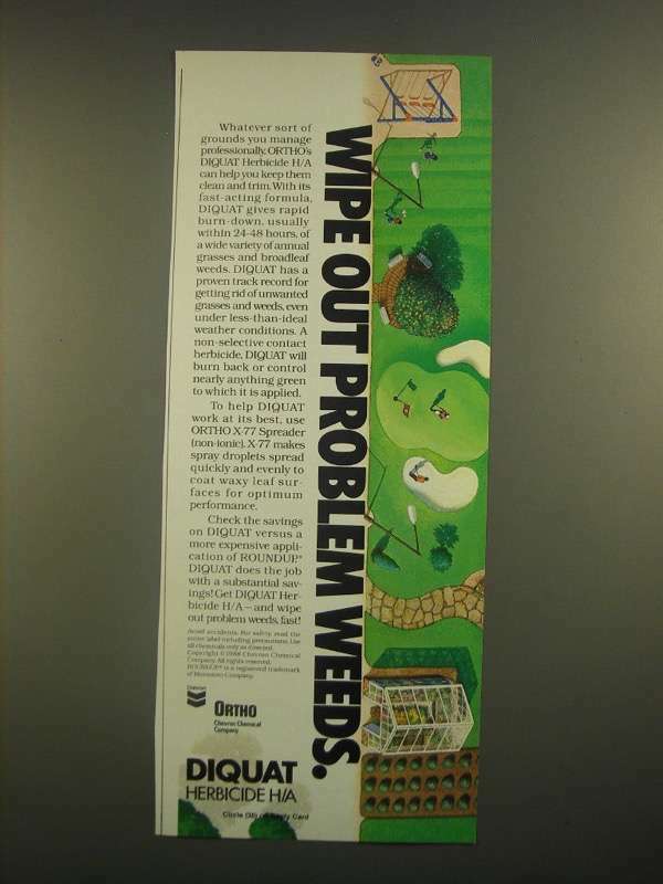 1988 Ortho Diquat Herbicide H/A Ad - Wipe Out Problem Weeds