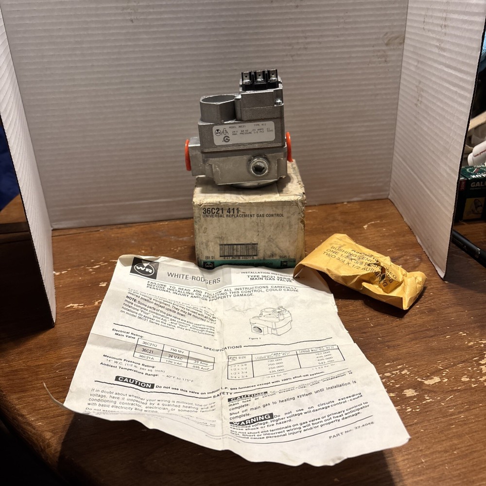 New Open Box WHITE RODGERS 36C21 411 24 VOLT MAIN GAS VALVE Furnace HVAC HEATER