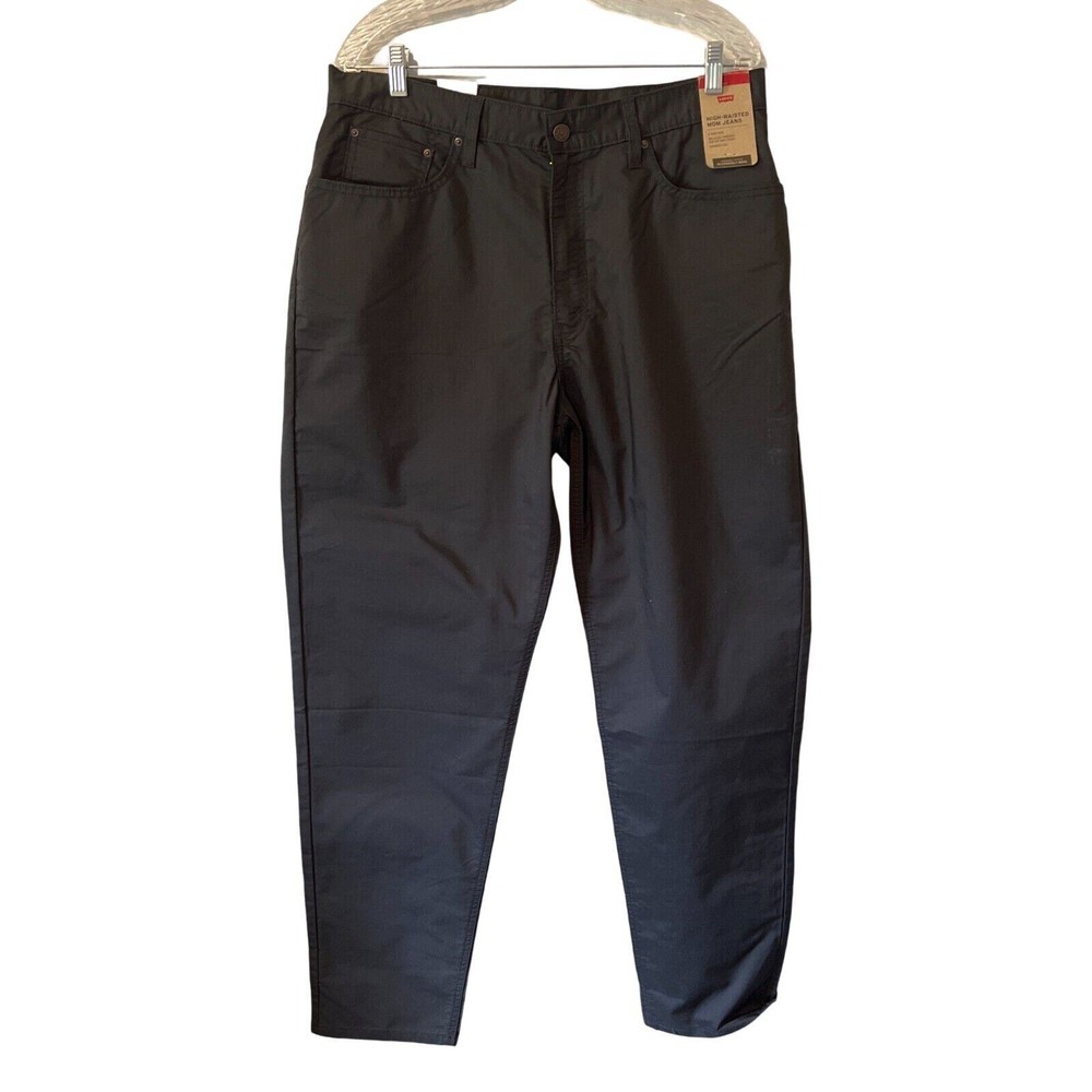 Levis Pants Womens Size 33 x 30 Black Twill Pockets High Waist Mom Jean NWT