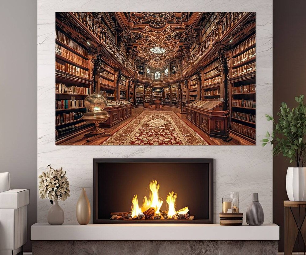 Ancient Library Wall Art Canvas Unframed Print Art