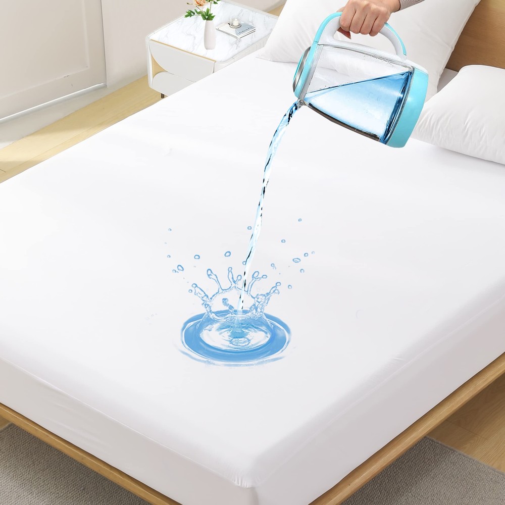 Queen Premium Waterproof Mattress Protector, Soft Breathable Mattress Pad Cov...