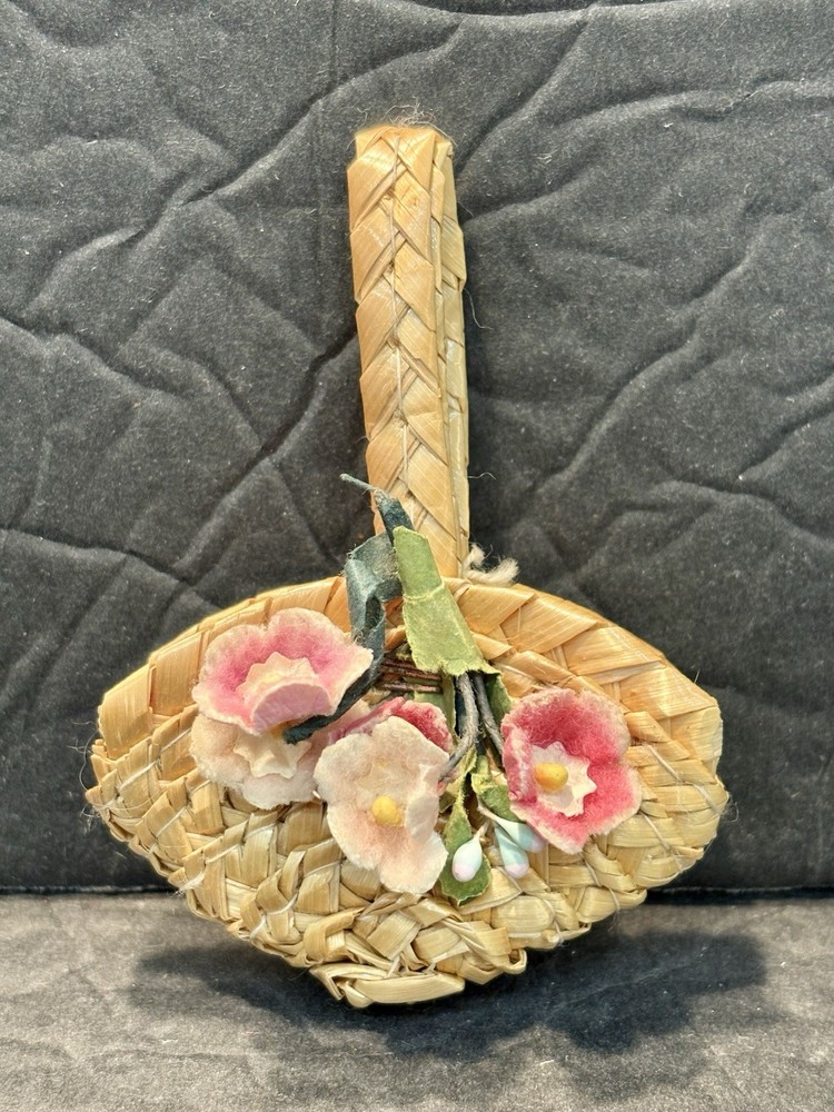 Vintage Barbie Clone Premier Togs Straw Purse With Flowers
