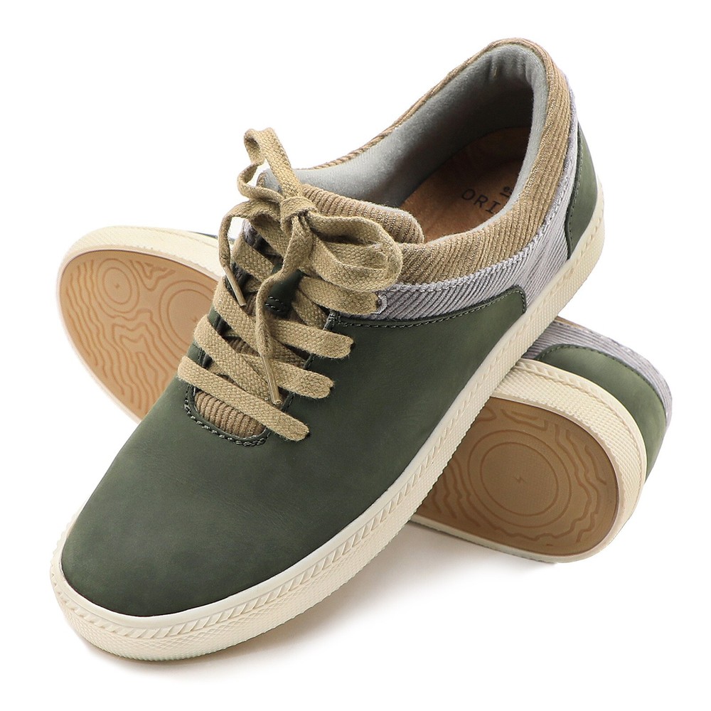 Women's Genuine Leather Casual Corduroy Low Top Trim Sneaker
