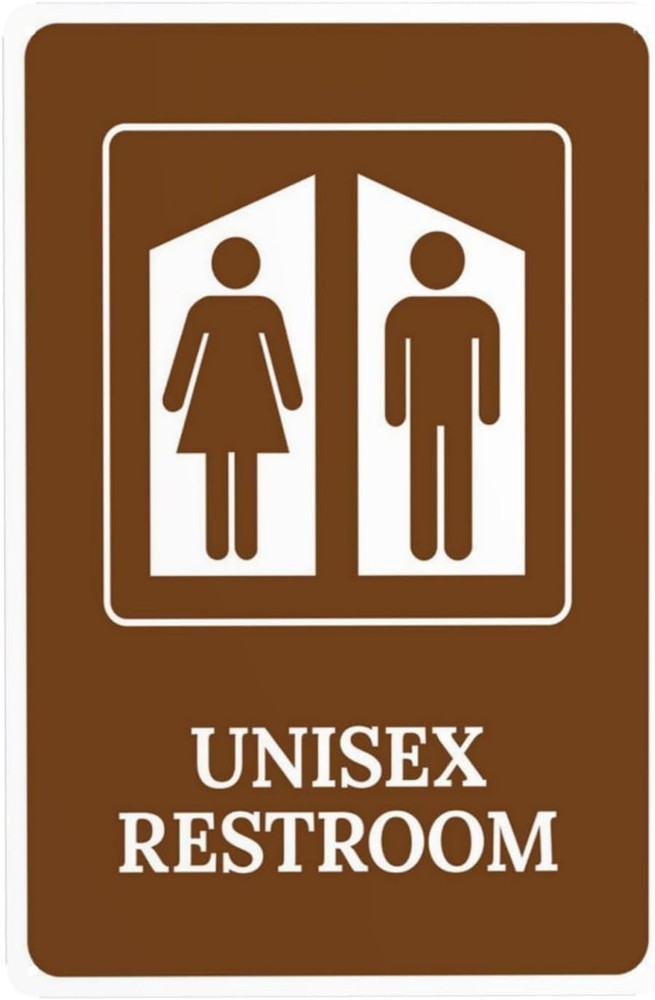 Unisex Restroom Warning Metal Sign Vintage Caution Wall Decor 8 x 12 Inch