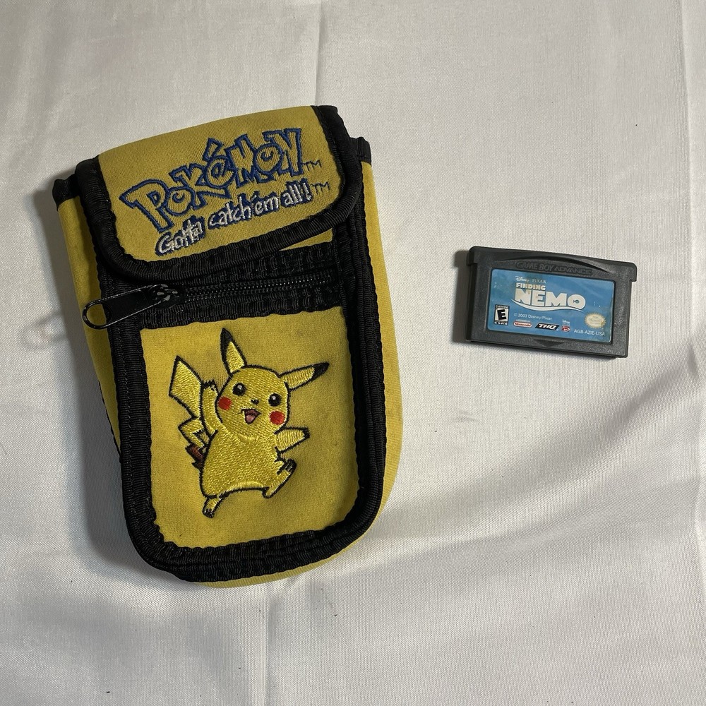 Vintage Pikachu Game Boy Color Yellow Pokemon Carrying Case With Finding Nemo