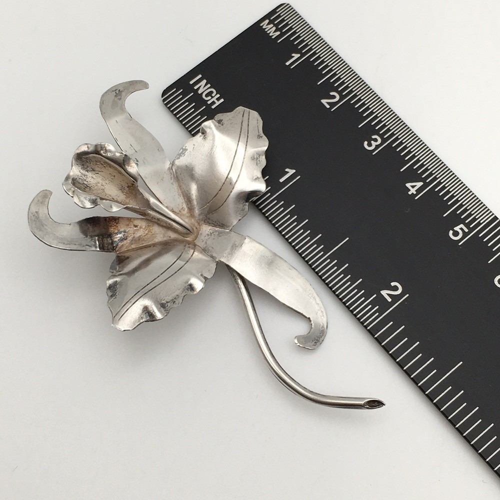 Vintage Sterling Silver Floral Flower Leaf Pin Brooch Marked 900 Tested 3.5g #35