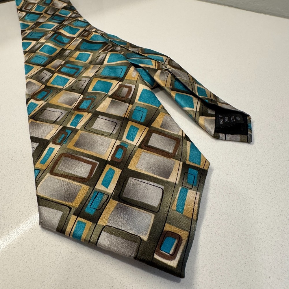 J Garcia Tie Abstract Geometric Nevsky Extra Long 100% Silk Old Money Necktie