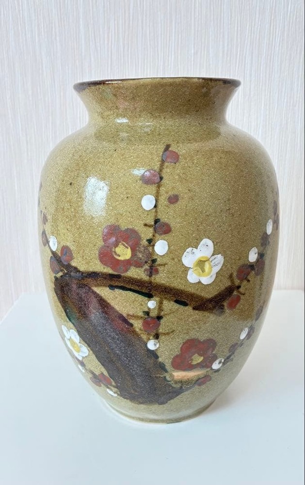 Shigaraki Ware Vase Plumeria Blossom Ceramic Pot Japanese Style 24cm
