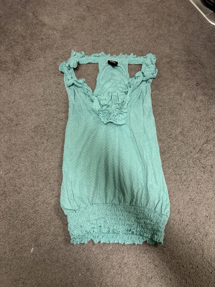 Vanity Blue Polka Dot Tank Top Size S