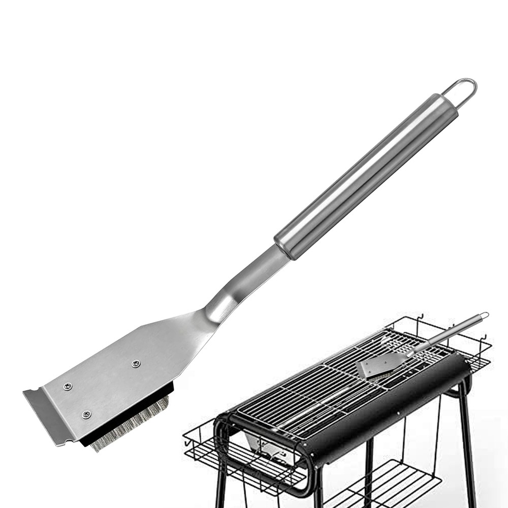 Stainless Steel Grill Scraper with Wire Cleaning Brush for BBQ Oven Maintenance