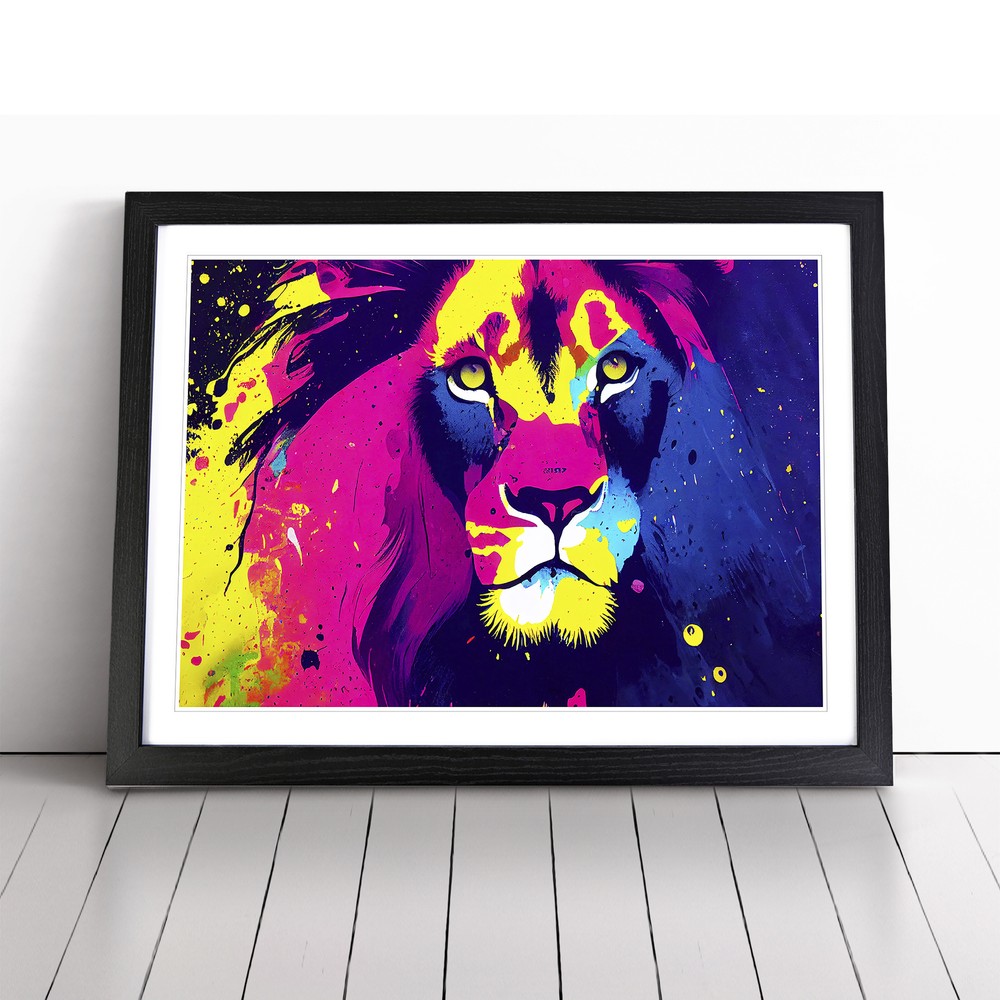 Splashed Lion Vol.3 Abstract Wall Art Print Framed Canvas Picture Poster Decor