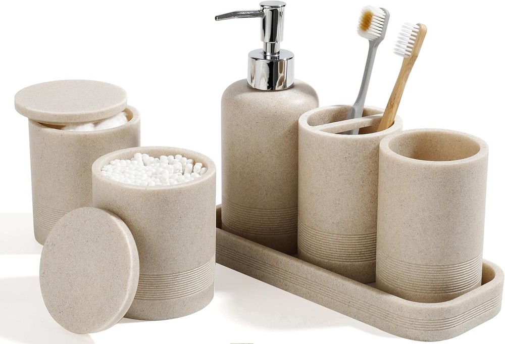 6-Piece Bathroom Accessory Set with Toothbrush Holders