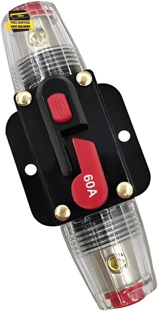 60 Amp Car Circuit Breaker, 12V-24V Manual Reset Vehicle Inline Fuse Inverter, W
