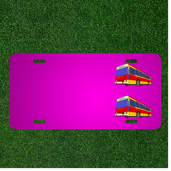 Custom Personalized Car License Plate With Add Names To Red Blue Yellow Bus