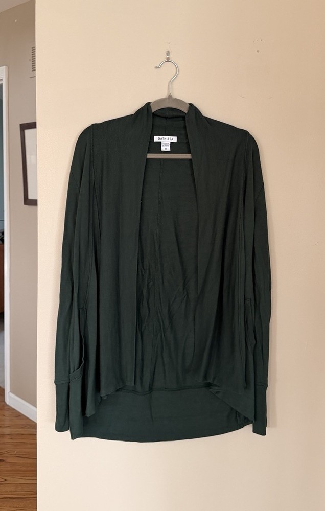 Athleta Pranayama Wrap Cardigan XS Emerald Green Long Sleeve Women's Pockets