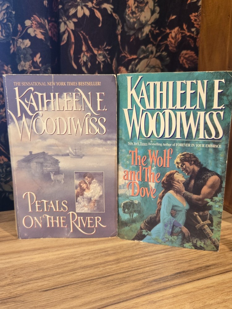 Petals On The River and The Wolf and The Dove By Kathleen Woodiwiss Lot Of...