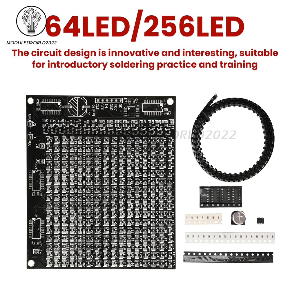 64/256  LED SMD Dot Matrix Advertising Screen Welding Soldering Practice DIY Kit