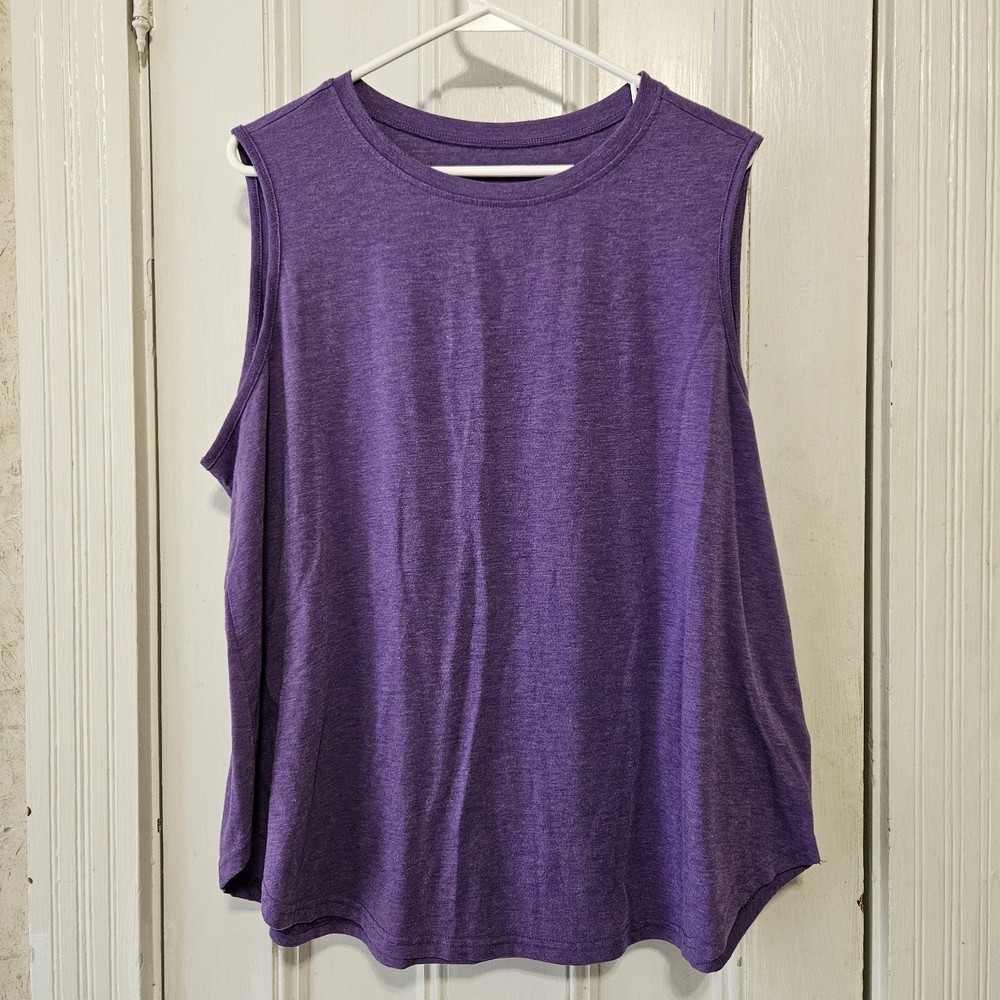 Women’s Purple Sleeveless Summer Tank Top 2XL Lightweight Loose Fit Casual Beach