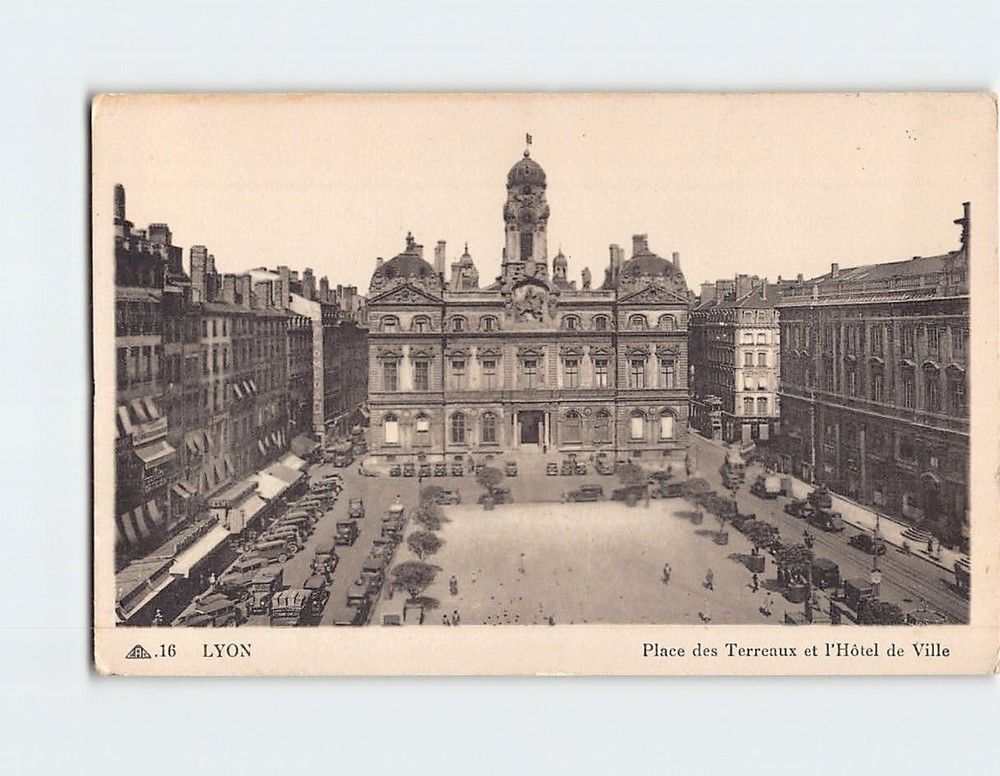 Postcard Place des Terreaux and Hôtel de Ville Lyon France