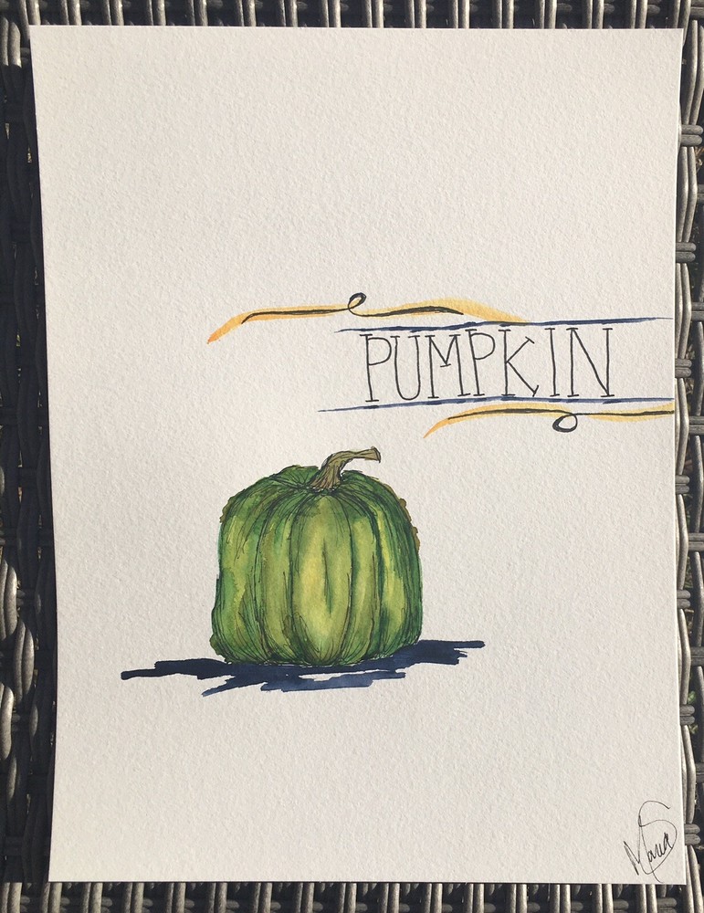 Maria Scalf Pumpkin Food Fall Holidays Farm ORIGINAL PAINTING Contemporary 9x12