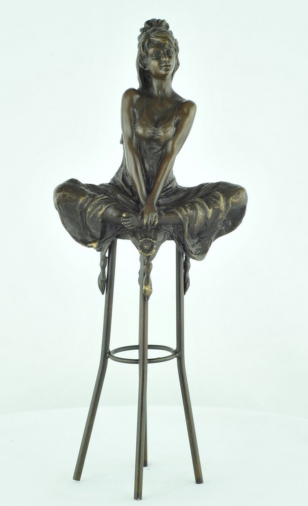 Art Deco Style Statue Sculpture Damsel Sexy Art Nouveau Style Bronze Signed
