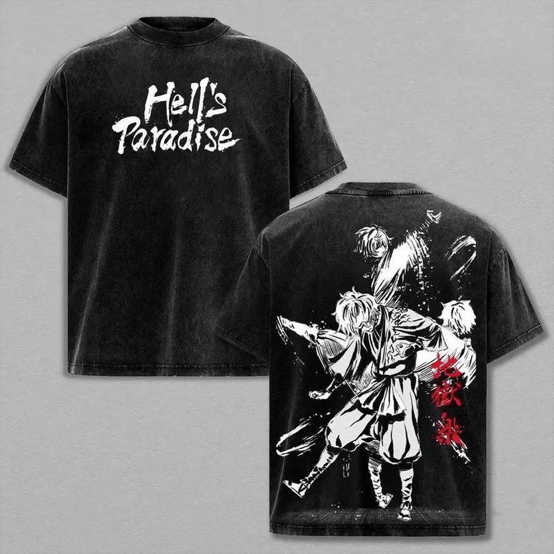 Vintage Hell’s Paradise Gabimaru Shirt, Jigokuraku Anime Tee, Dark Manga Streetw