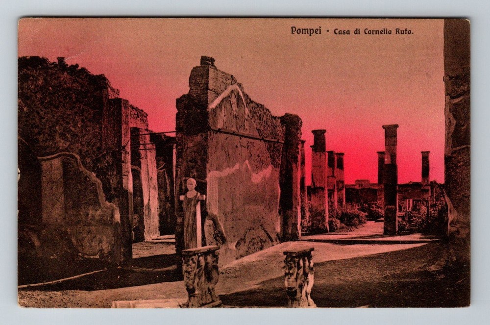 Italy- Pompei Ruins House Of Cornelious Rufus Souvenir Old Post Vintage Postcard