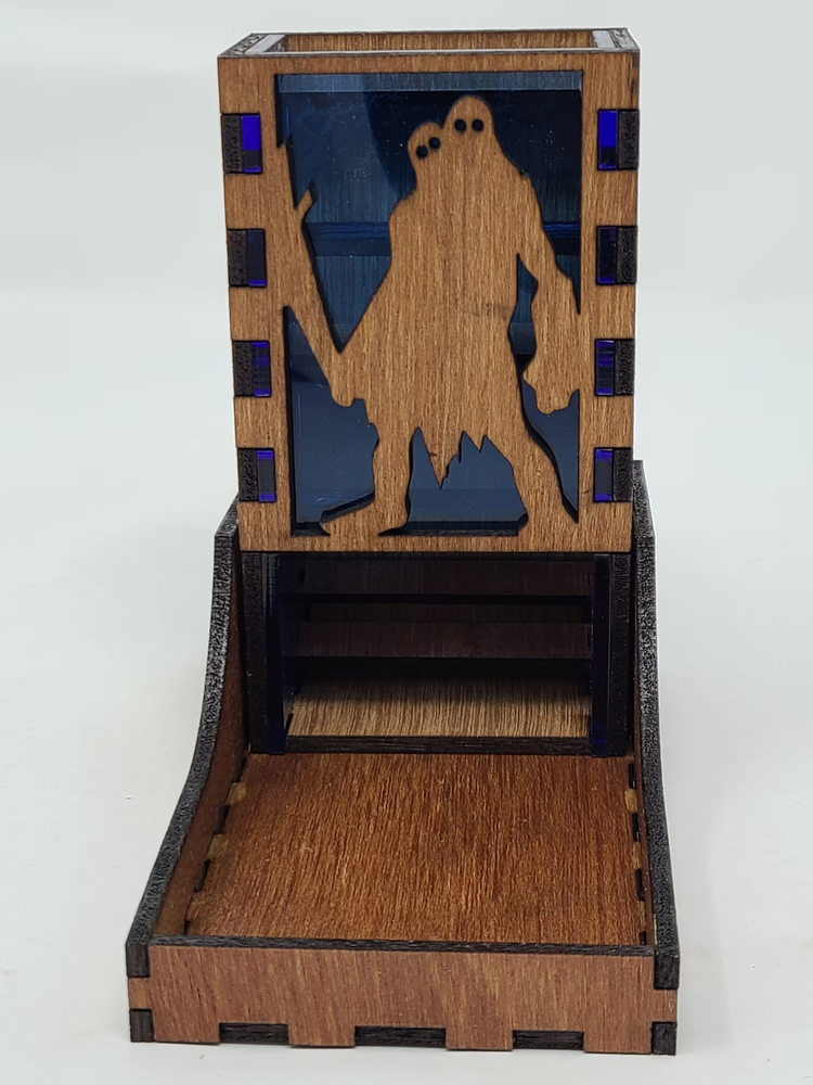 CLEARANCE - ETTIN/TWO HEADED YETI Dice Tower Tray DND wood/acrylic portable