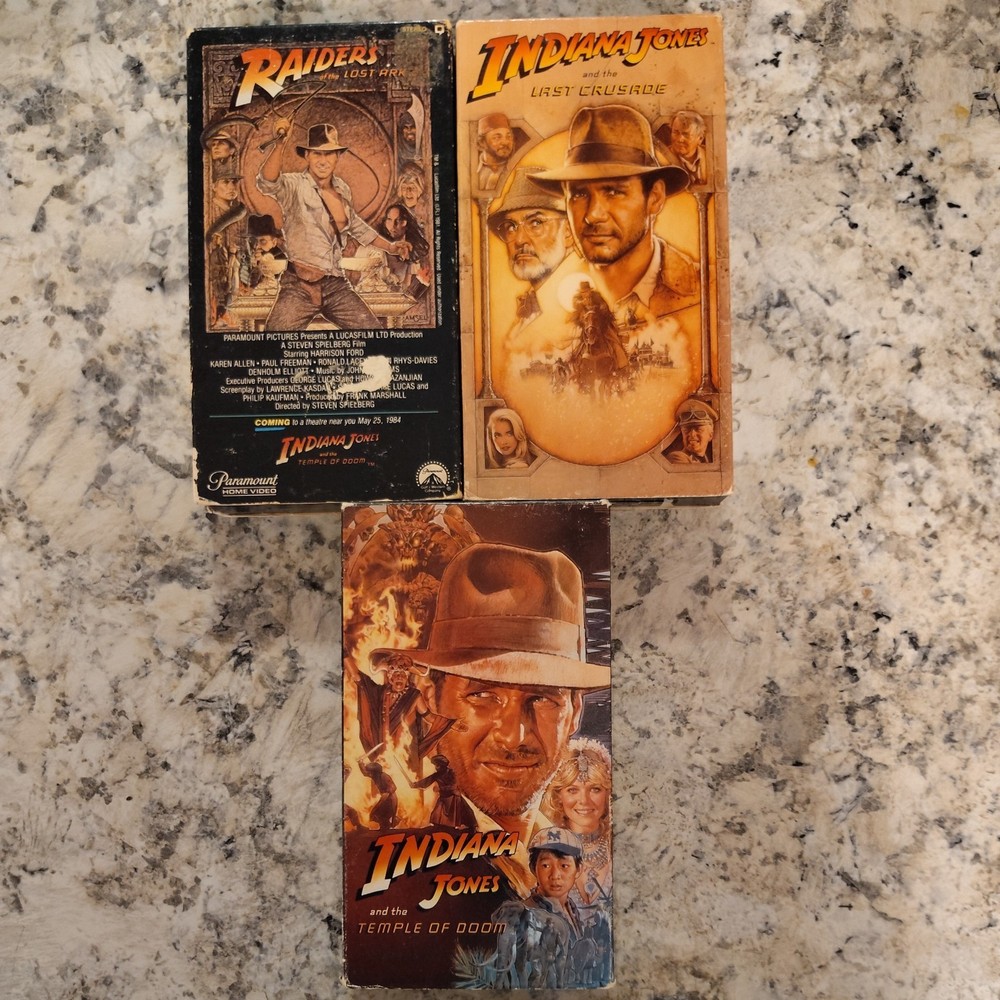 Original Indiana Jones Trilogy VHS Set Collection Retro Vintage Lot of 3 Tapes
