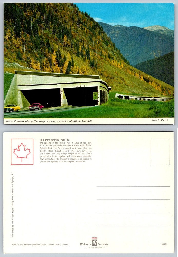 Rogers Pass Snow Tunnels Postcard British Columbia Canada Glacier Park