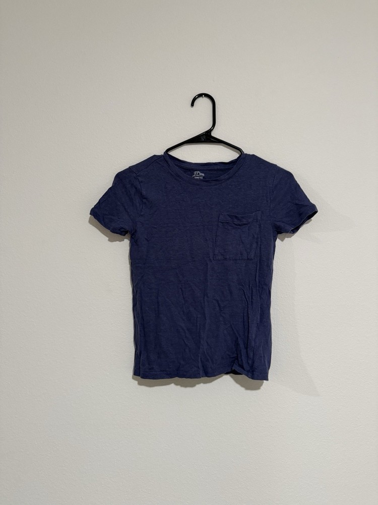 Jcrew Navy Blue Linen Knit Short Sleeve Pocket Tee Tshirt Top Tee XXS 0