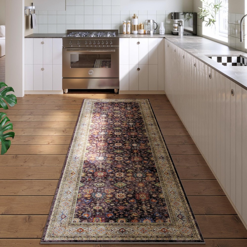 Non-Slip Washable Runner Rug for Hallway Kitchen 2'6x8 with Rubber Backing