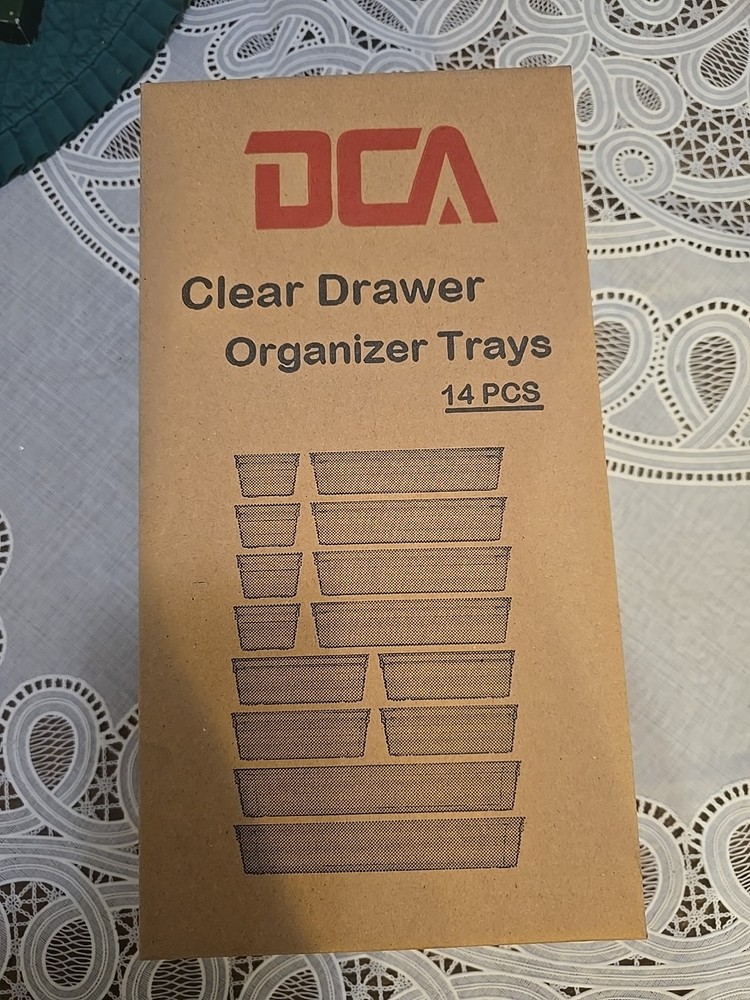 14-Piece Clear Plastic Drawer Organizer Set for Storage  