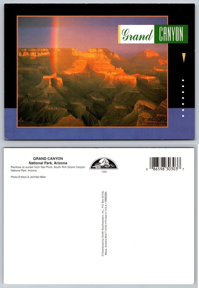 Grand Canyon National Park Arizona Sunset Rainbow Postcard Yaki Point