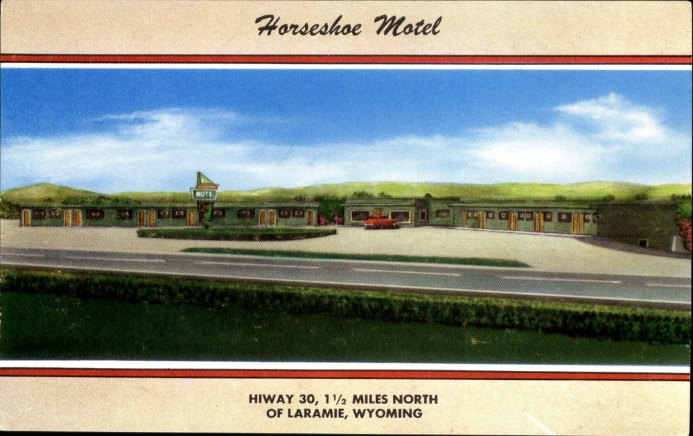Horseshoe Motel ~ Laramie Wyoming WY ~ Highway 30 ~ vintage postcard