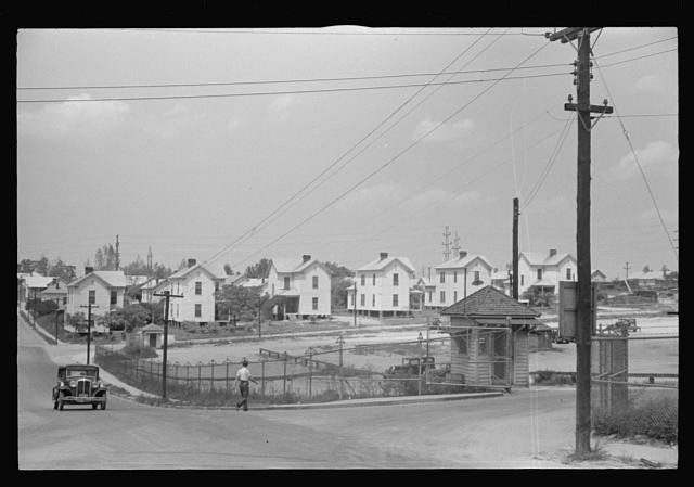 Photo:1930s Housing Development Street Scene Vintage Car Utility Poles