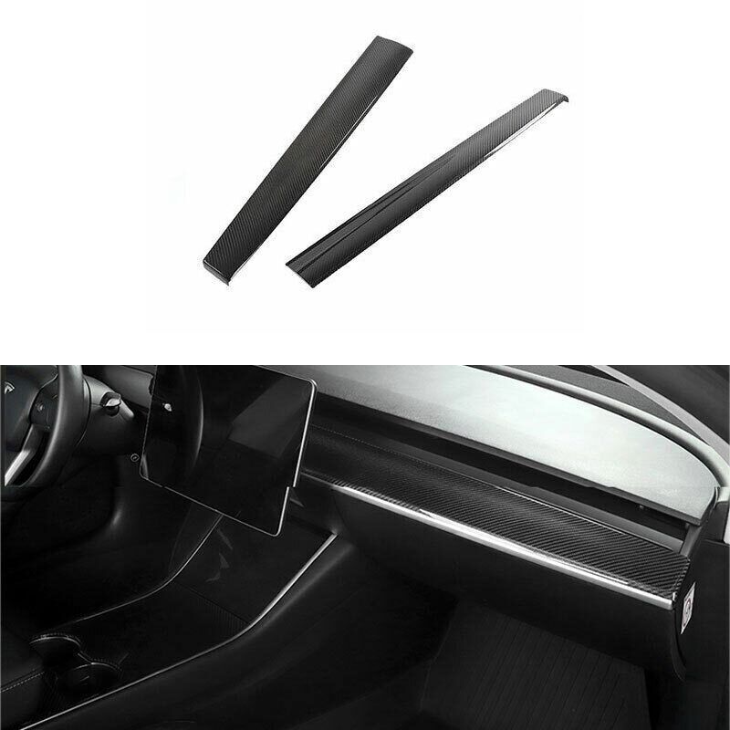 Real Carbon Fiber Dashboard Strip Trim For Tesla Model 3 17-2021 Middle Console