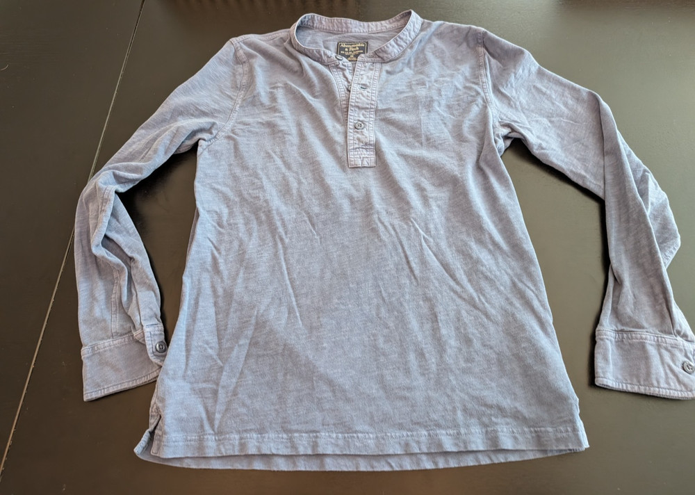 Abercrombie & Fitch Women's Blue Henley Long Sleeve Knit Cotton T-Shirt XS