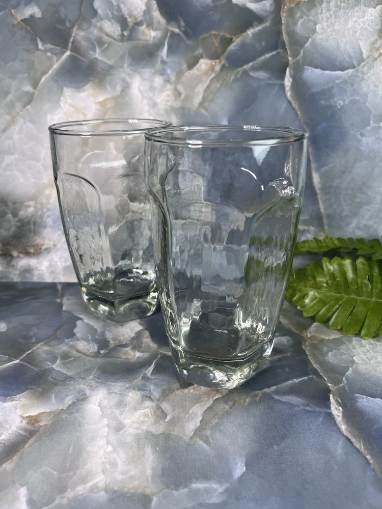 2 - Libbey Chivalry HAMMERED 4 3/4” Water Cooler Tumbler Glass Barware 8oz VTG
