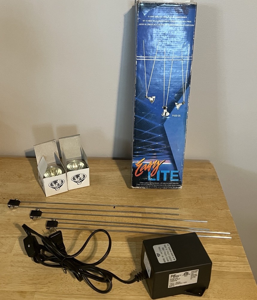 EasyLite P430-05 Chrome Halogen Light Cable Kit W/ Plug In Transformer READ