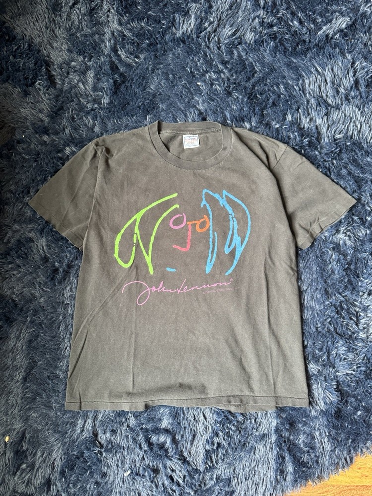 Vintage John Lennon All Sport Graphic T-Shirt Black Size L
