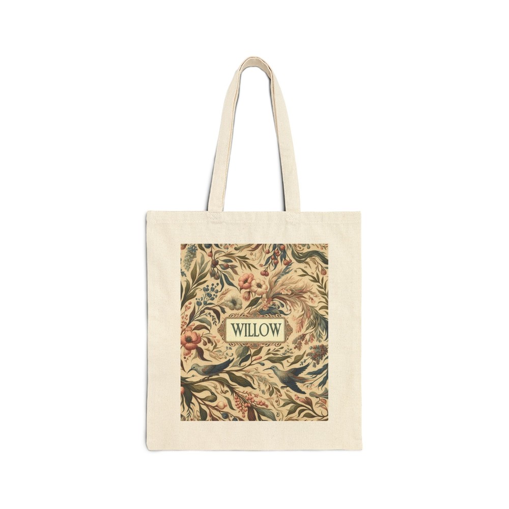 Personalized Cotton Canvas WILLOW Tote Bag with Soft Florals Design and 3 Gift Options