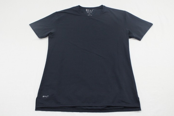 Bylt Shirt Mens Large Navy Blue  Short Sleeve Performance Split Hem Premium Crew
