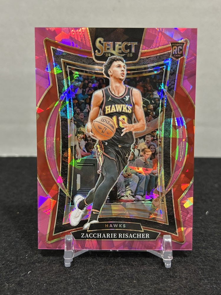2024-25 Panini Select Concourse Zaccharie Risacher Pink Cracked Ice Prizm /99