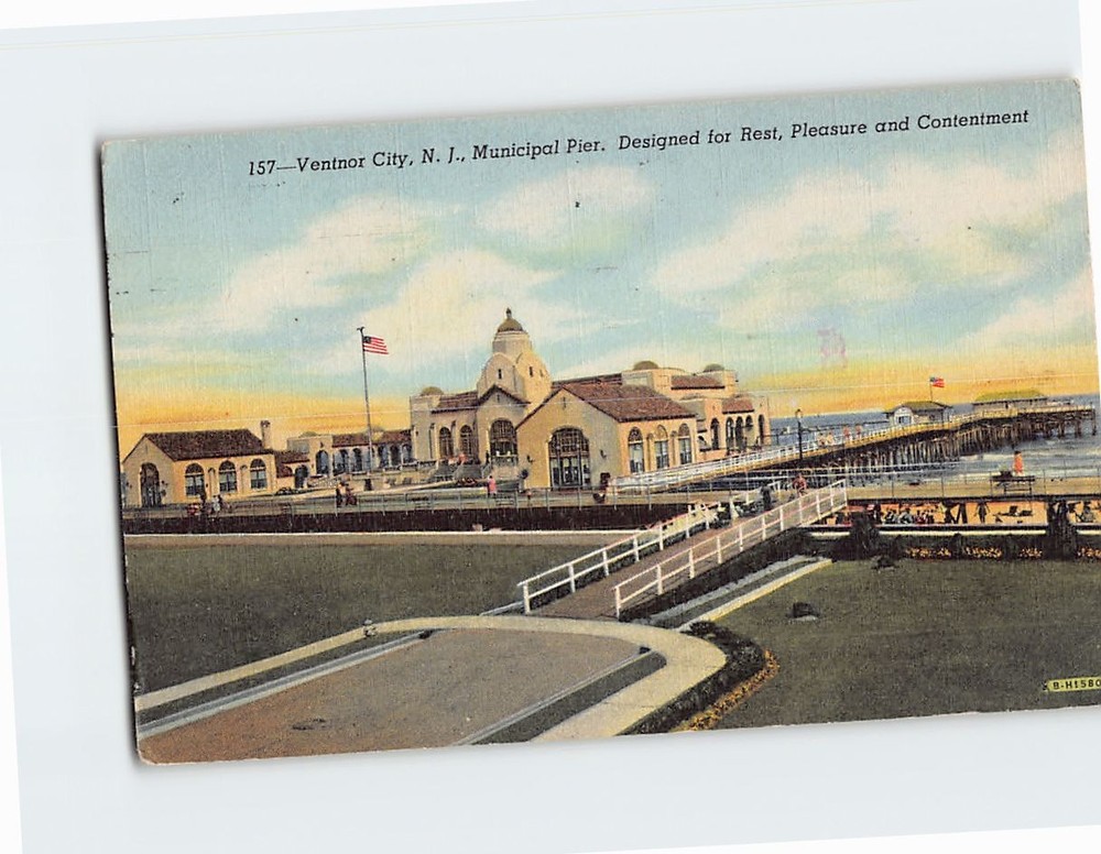 Postcard Municipal Pier Ventnor City New Jersey USA