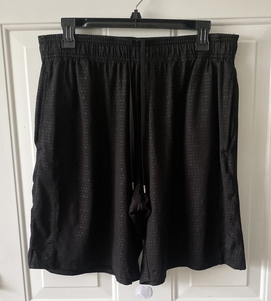 90 Degree By Reflex Men Athletic Gym Shorts Sz L Black Geometric Pattern Running