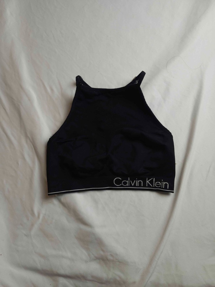 Calvin Klein  Performance Racerback Sports Bra Womens Small Black Longline Gym