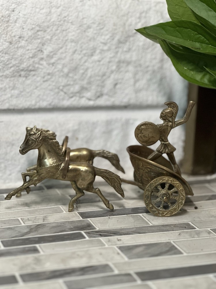 Achilles Riding Chariot Bronze Statue - Greek Hero of Trojan War - Iliad Legend-image