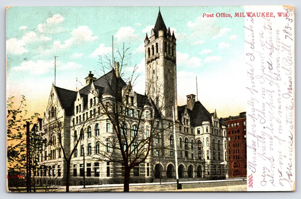 Milwaukee Wisconsin Usa Post Office Building Tower Vintage Postcard 1907